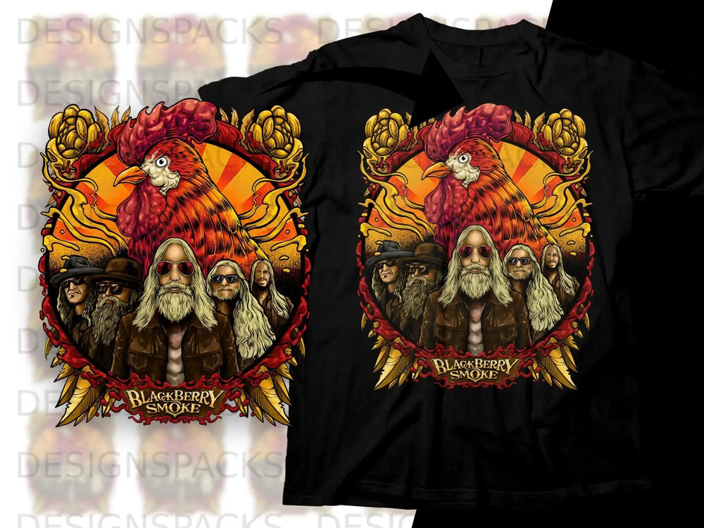 Blackberry Smoke rooster and band graphic t-shirt.