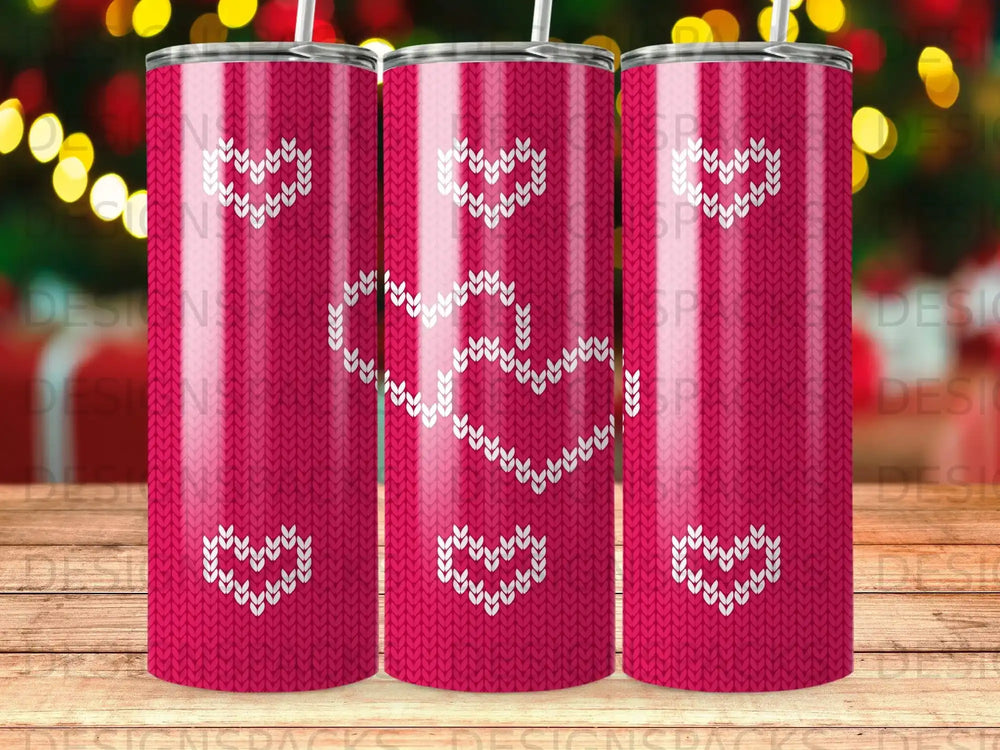 Pink Holiday Sweater Hearts Tumbler product type