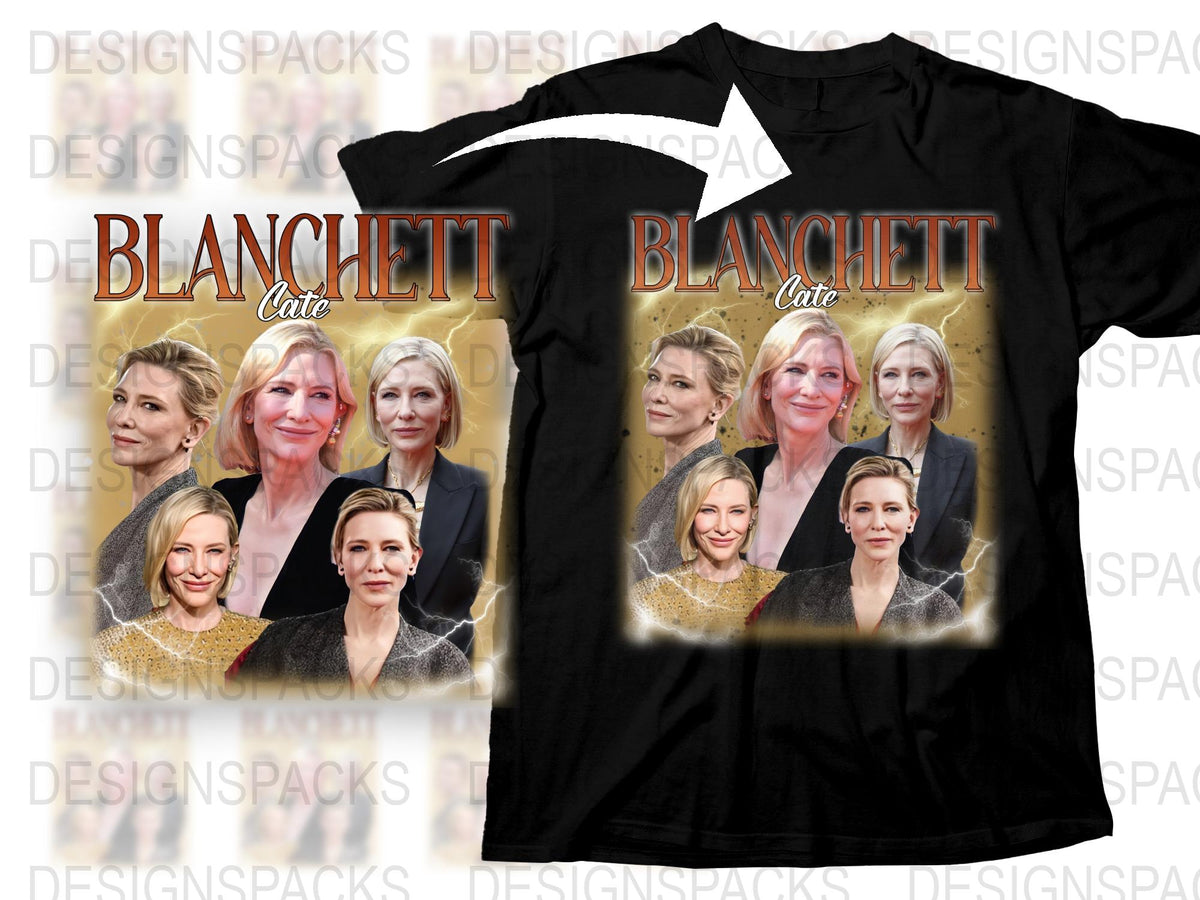 Cate Blanchett Photo Collage T-Shirt, Celebrity Actress Fan Merch, Multiple Poses Graphic Tee