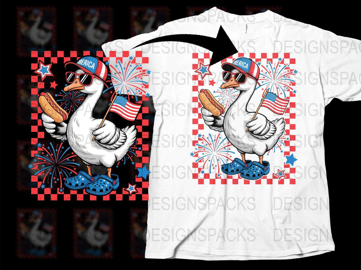 Patriotic Pelican T-Shirt, 4th of July USA Flag Design, Hot Dog Graphic Tee, Summer Independence Day Apparel