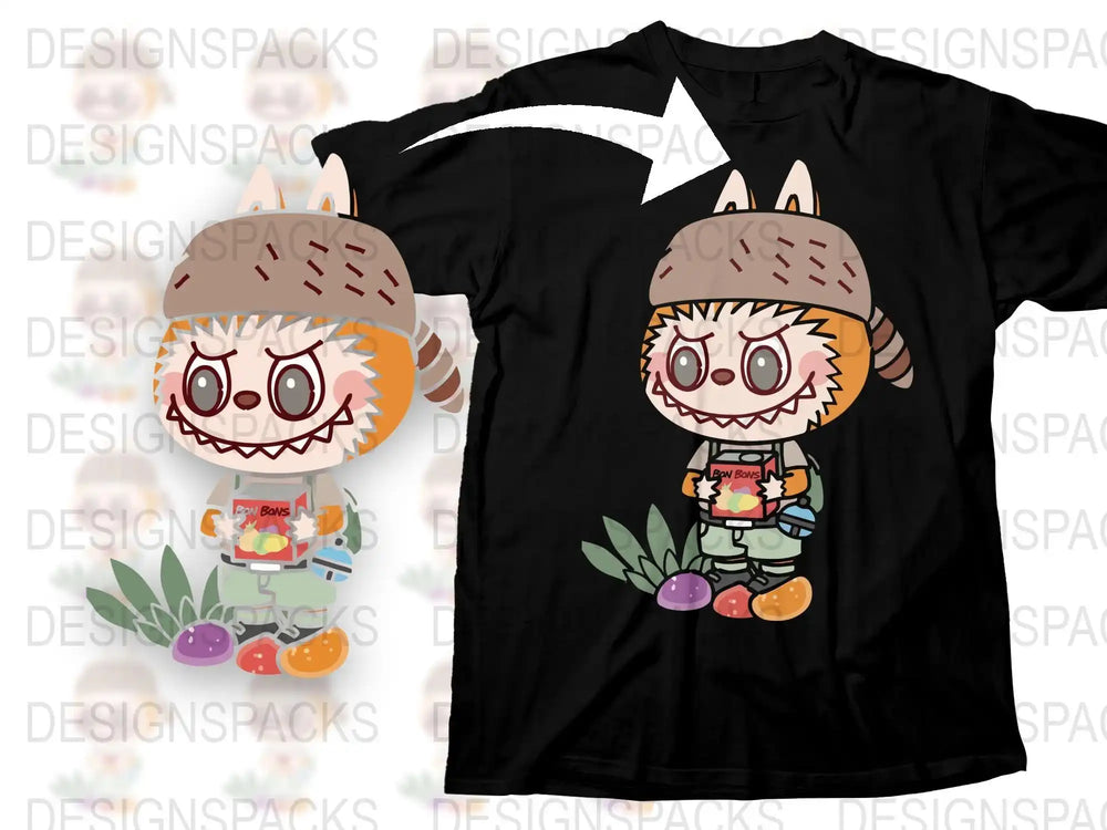 Cute Anime Character Black T-Shirt, Japanese Manga Inspired, Unisex Cartoon Graphic Tee, Casual Streetwear, Unique Gift Idea for Fans