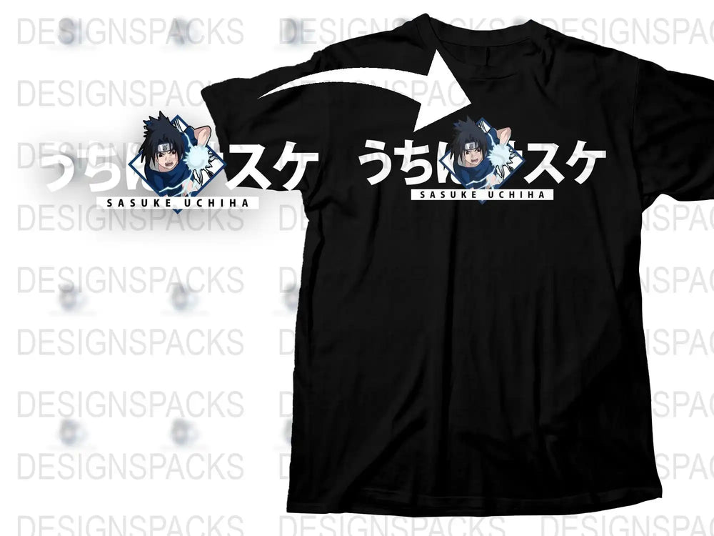 Sasuke Uchiha Anime Graphic T-Shirt, Japanese Manga Character Tee, Black Cotton Shirt, Unisex Naruto Fan Apparel