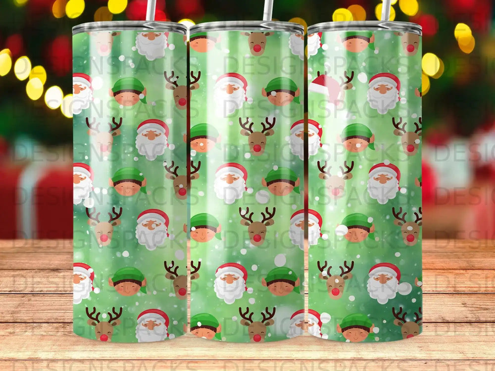 Santa Elf Reindeer Christmas Green Tumbler product type