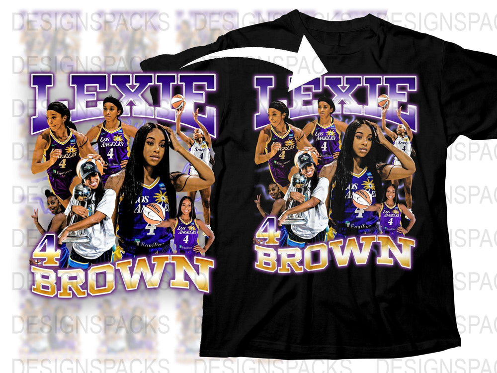 Lexie Brown LA Sparks Fan T-Shirt, Women's Basketball Player Graphic Tee, Purple and Black Sports Shirt