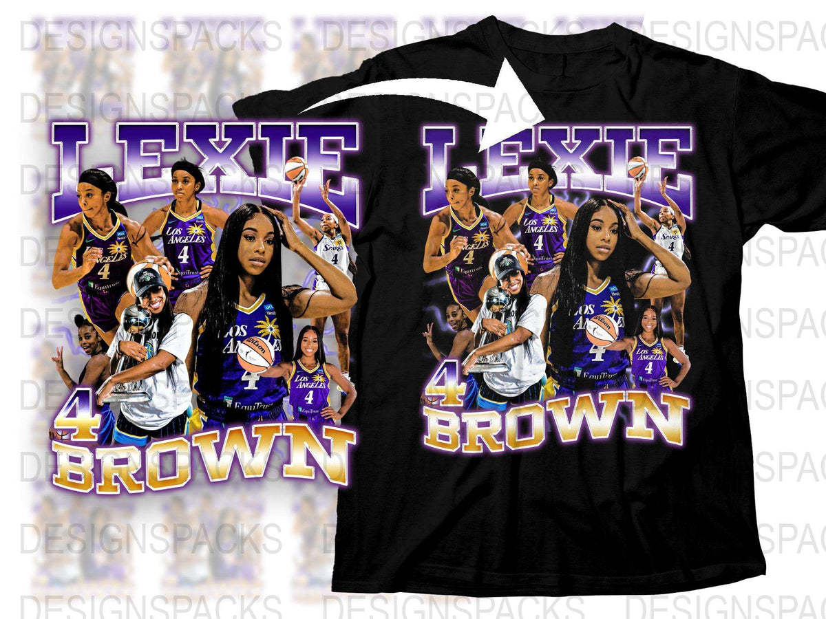 Lexie Brown LA Sparks Fan T-Shirt, Women's Basketball Player Graphic Tee, Purple and Black Sports Shirt
