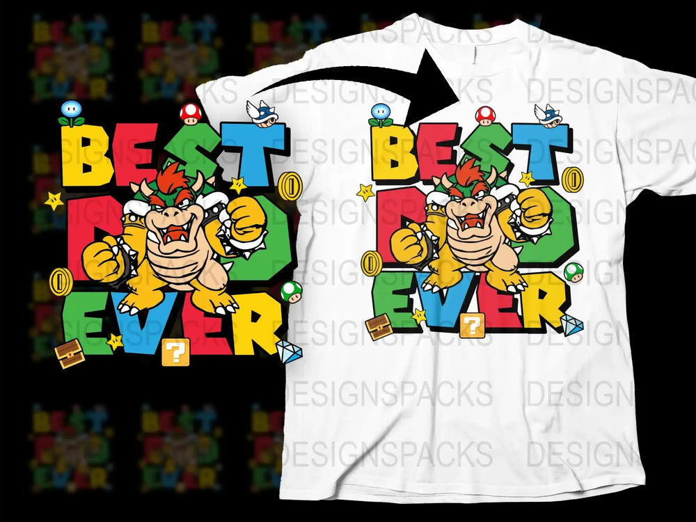 Colorful Graphic T-Shirt, Best Ever Text, Video Game Character, Cartoon Style, Fun Apparel, Unisex Kids Design