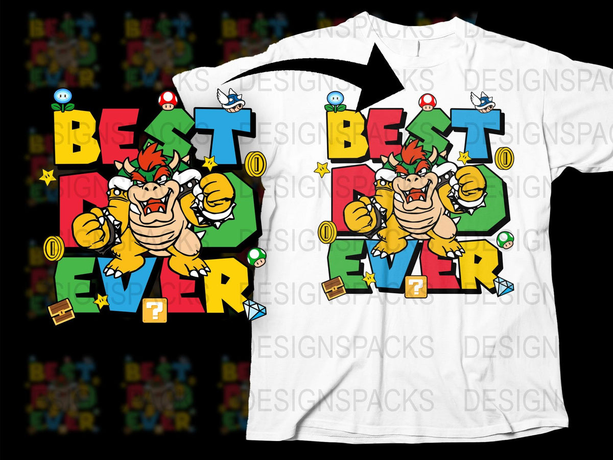 Colorful Graphic T-Shirt, Best Ever Text, Video Game Character, Cartoon Style, Fun Apparel, Unisex Kids Design