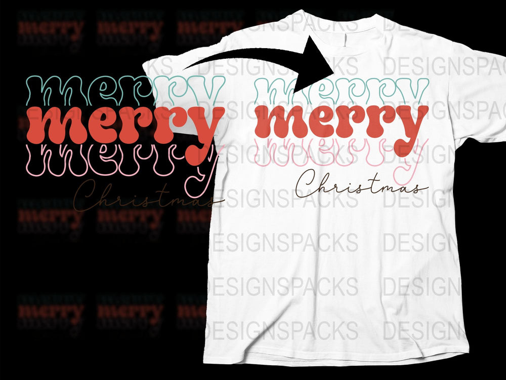 Merry Christmas T-Shirt, Festive Holiday Tee, White Unisex Casual Cotton Shirt with Red Text