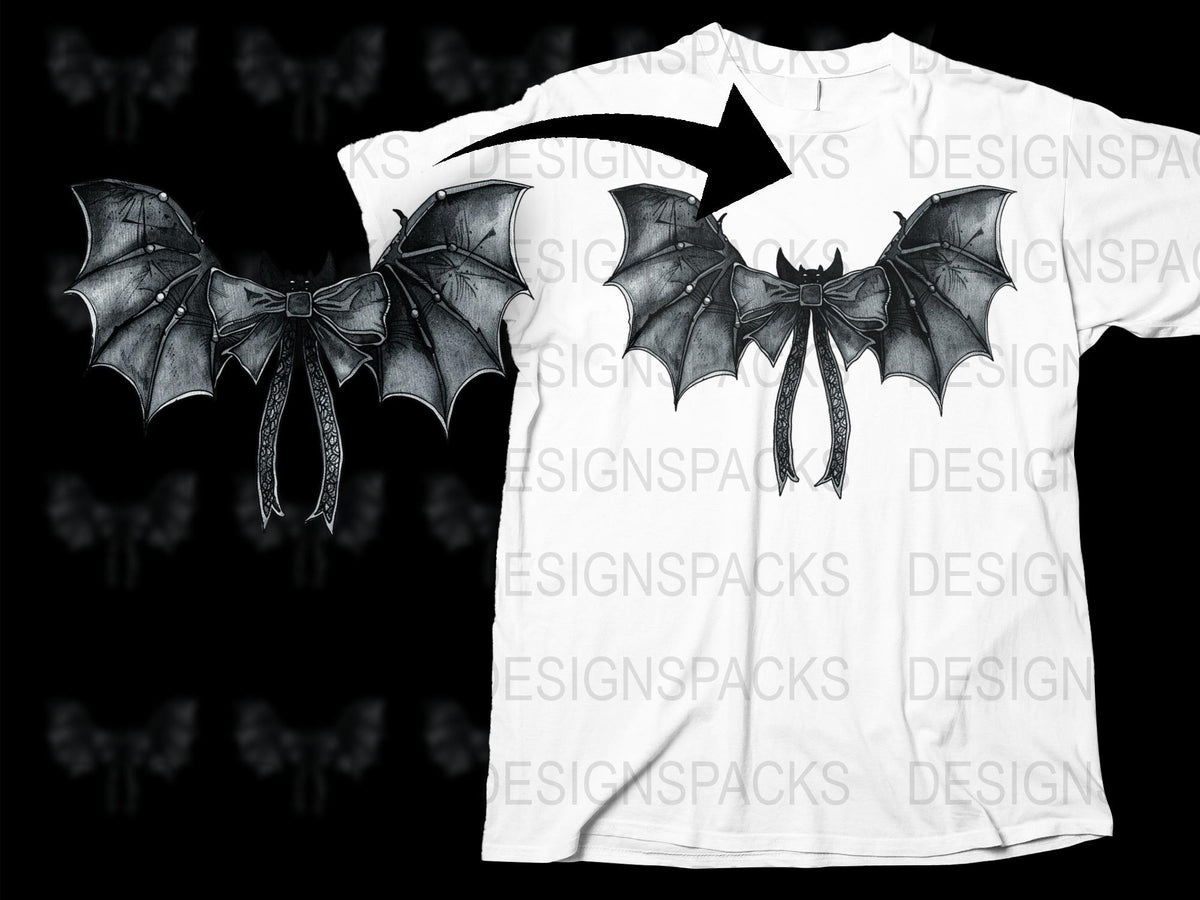 Gothic Bat Wings Halloween Costume T-Shirt, Unisex Spooky White Tee with Black Bats, Unique Party Outfit