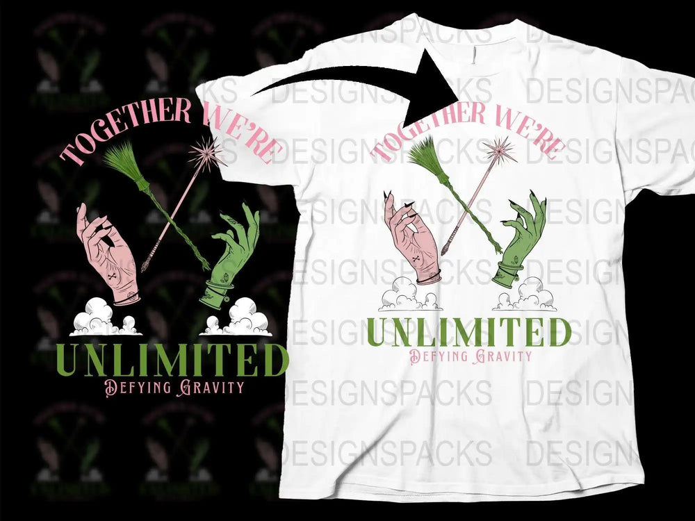 Together We're Unlimited T-Shirt, Defying Gravity Graphic Tee, Couples Matching Shirts, Unique Hand Design Top