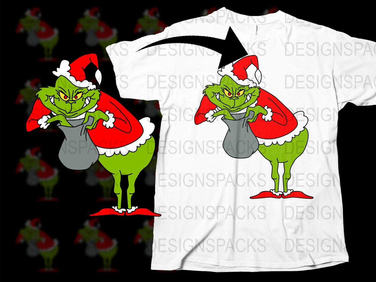 Grinch Christmas T-Shirt, Funny Holiday Santa Costume, Festive Cartoon Character Tee, Unisex Full Graphic Shirt