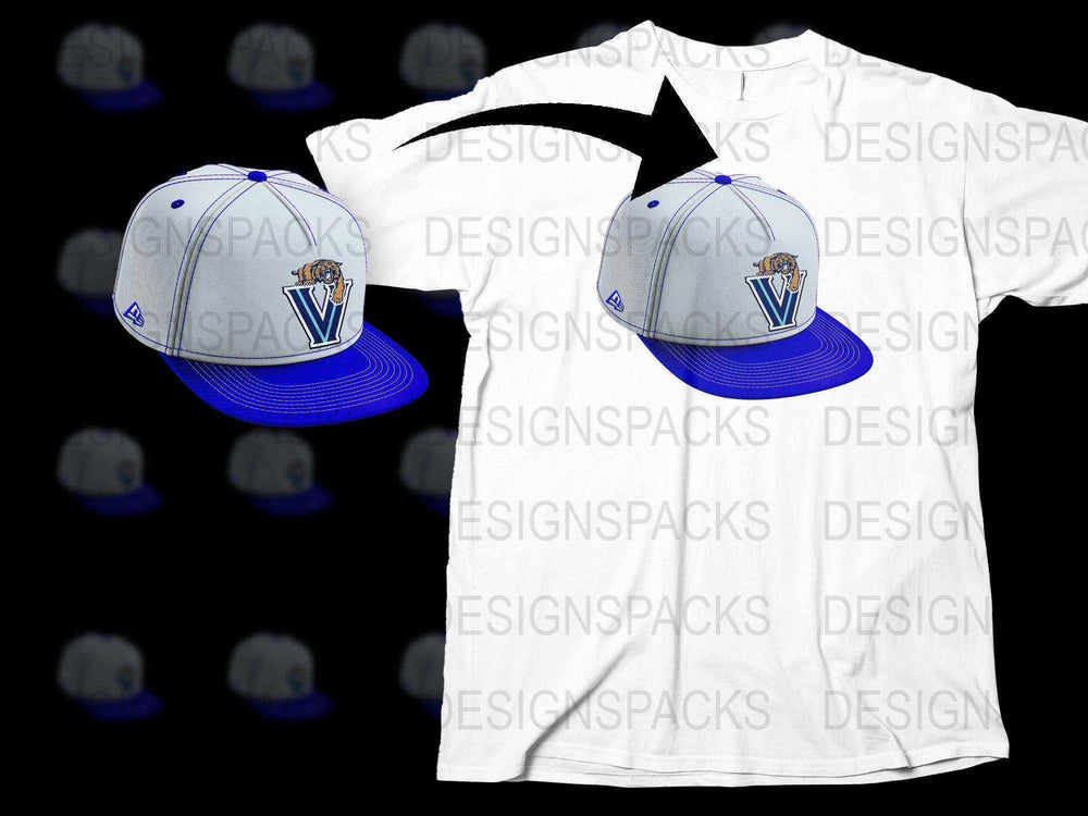 White Sports T-Shirt and Blue Cap Set with Team Logo, Casual Athletic Wear, Unisex Outfit