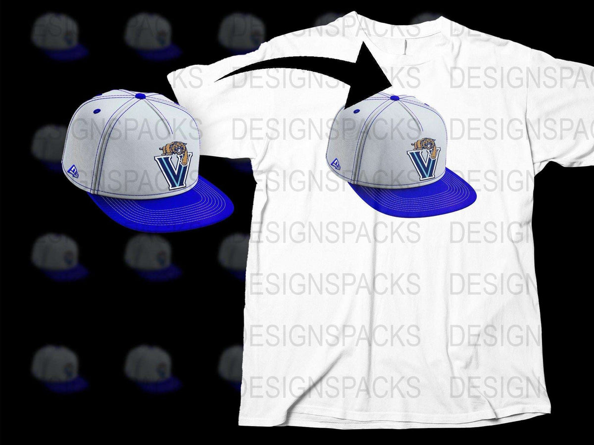 White Sports T-Shirt and Blue Cap Set with Team Logo, Casual Athletic Wear, Unisex Outfit