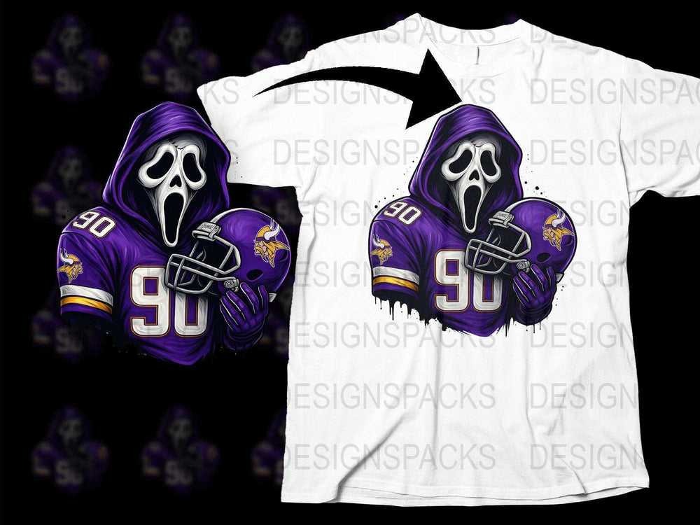 Minnesota Vikings Scream Mask Football T-Shirt, Horror Movie Fan Apparel, Unique Sports Gift Idea, Size Options Available