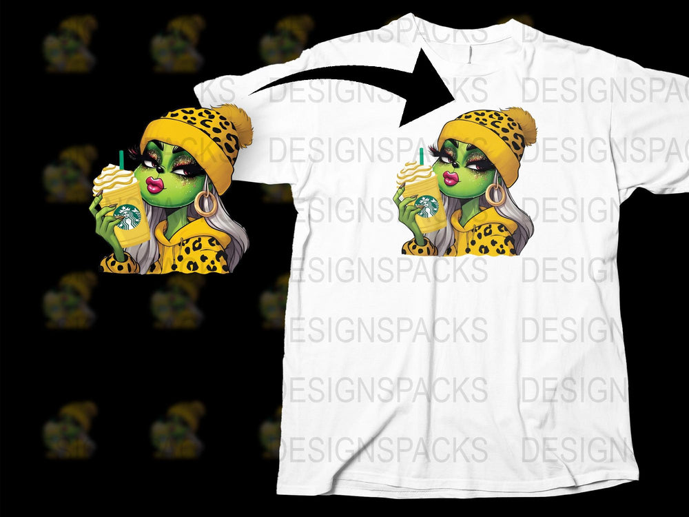 Funky Chic Leopard Print Hat Fashionista Graphic Tee, Unique Illustration T-Shirt Design for Summer