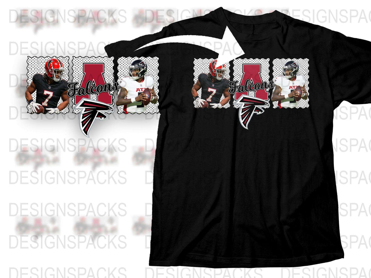 Atlanta Falcons T-Shirt, Men's Football Team Graphic Tee, Sports Fan Apparel, Black Cotton Shirt