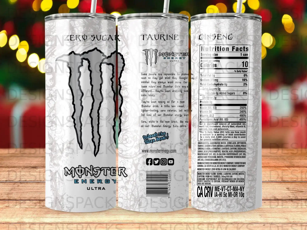 Monster Energy Zero Ultra can with nutrition facts and ingredient list.