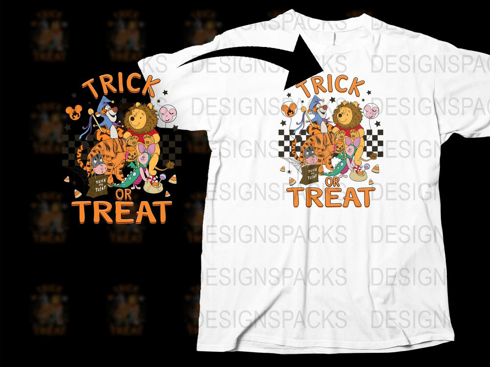 Halloween Trick or Treat T-Shirt, Cute Pumpkin and Ghost Graphics, Kids and Adults Sizes Available