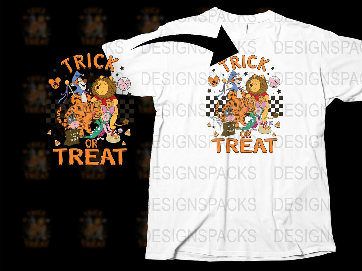 Halloween Trick or Treat T-Shirt, Cute Pumpkin and Ghost Graphics, Kids and Adults Sizes Available