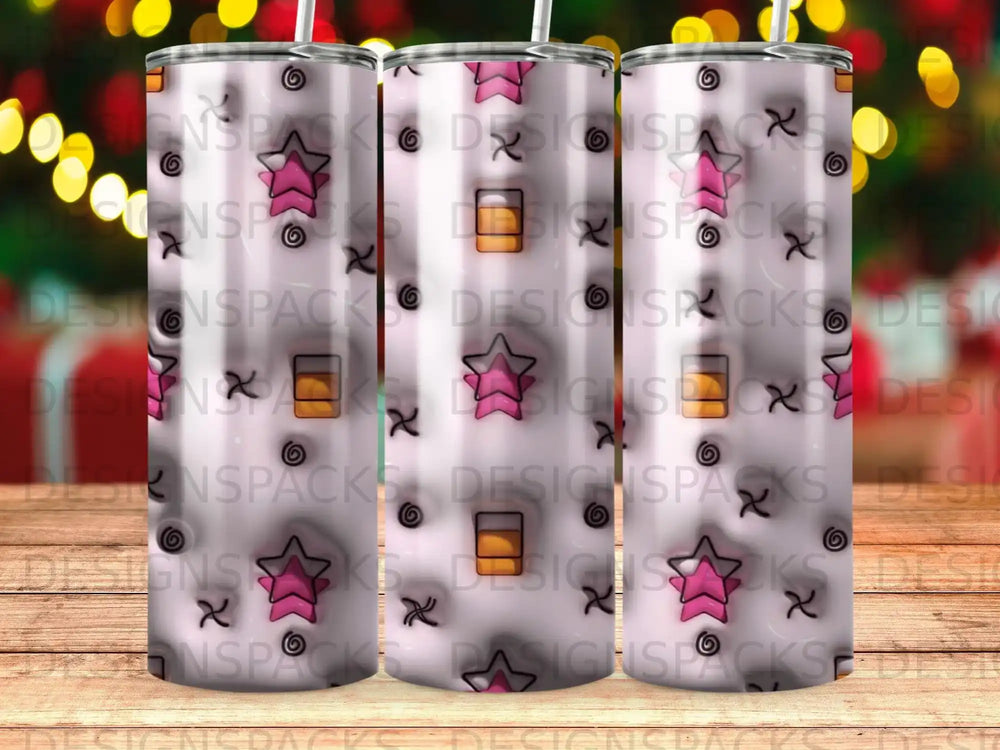 Pink Stars Orange Rectangles Abstract Pattern Tumbler product type