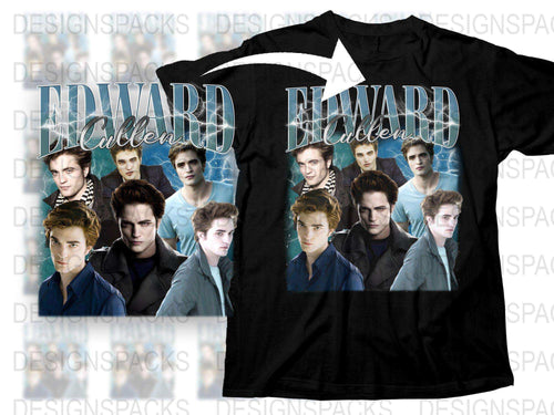 Edward Cullen Graphic T-Shirt, Twilight Saga Movie Fan Merch, Vampire Theme Casual Apparel