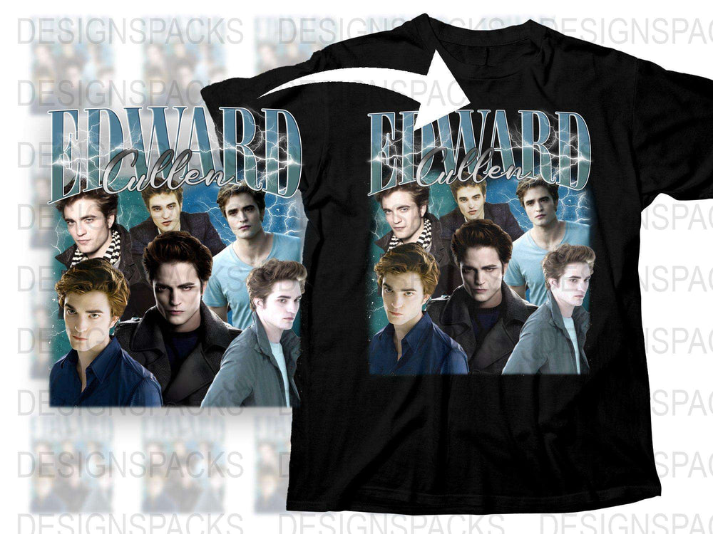 Edward Cullen Graphic T-Shirt, Twilight Saga Movie Fan Merch, Vampire Theme Casual Apparel
