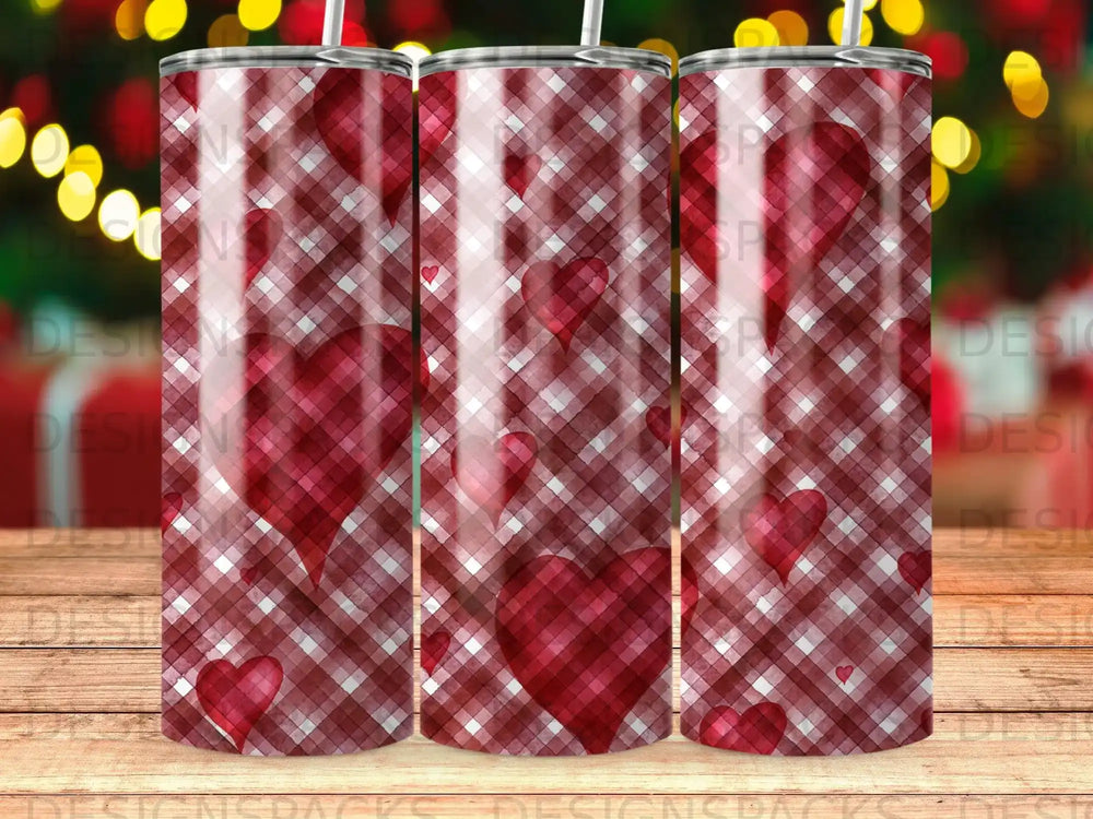 Red Heart Gingham Tumbler Design Valentine Love product type