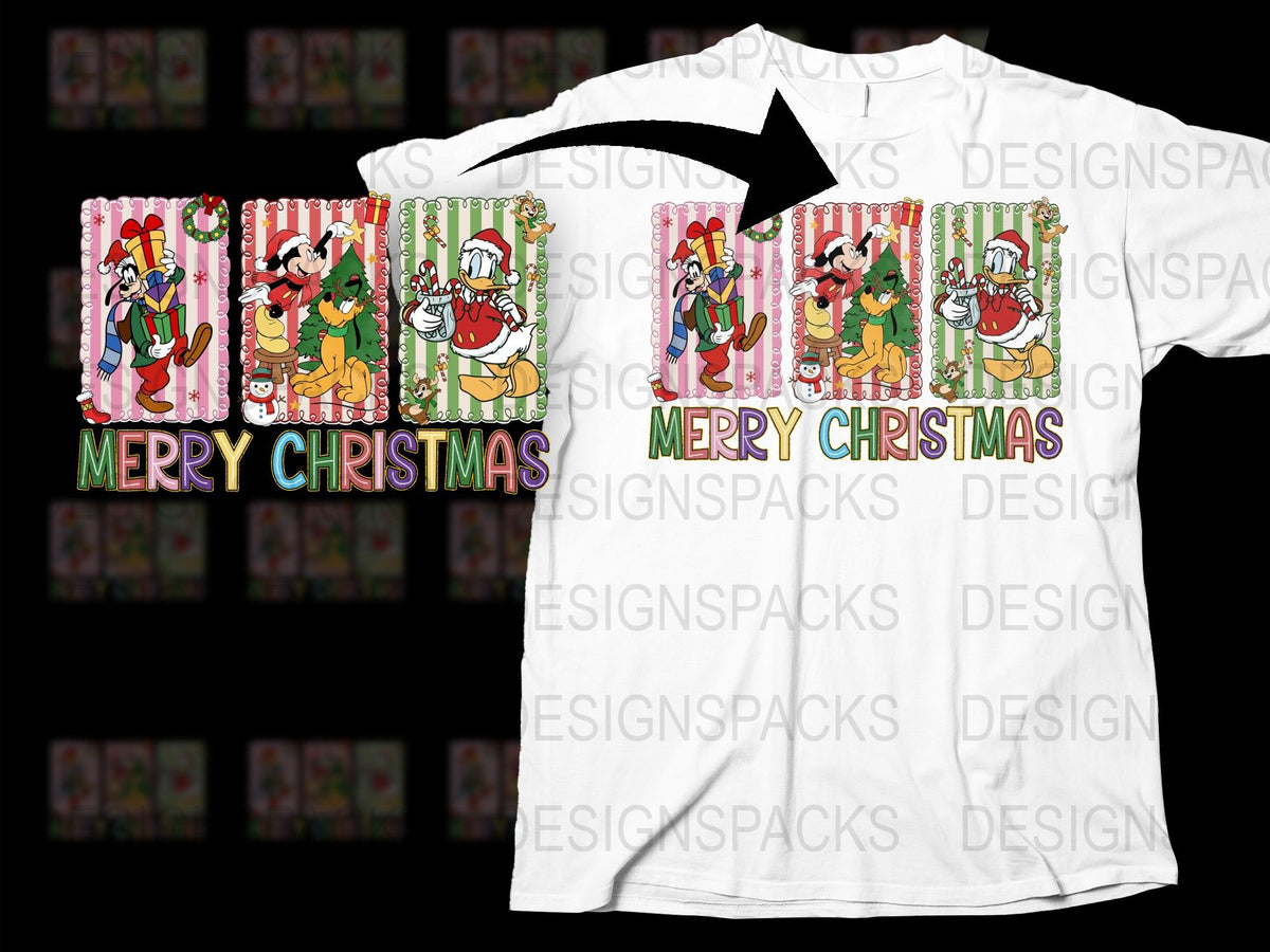 Disney Christmas T-Shirt, Mickey Mouse Holiday Tee, Festive Family Matching Shirts, Cartoon Character Xmas Apparel