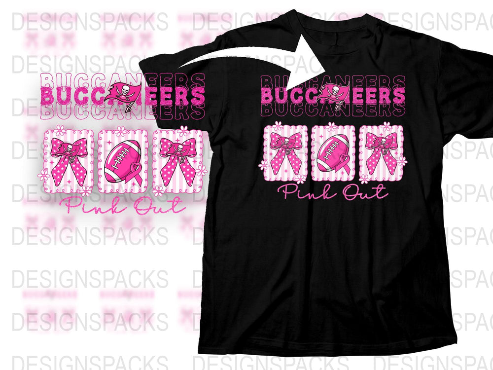 Buccaneers Mom Pink Out T-Shirt, Breast Cancer Awareness, Sports Team Support Tee, Pink Ribbon Graphic, Custom Fan Apparel