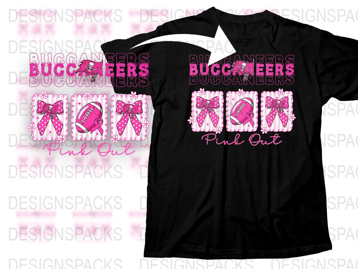 Buccaneers Mom Pink Out T-Shirt, Breast Cancer Awareness, Sports Team Support Tee, Pink Ribbon Graphic, Custom Fan Apparel