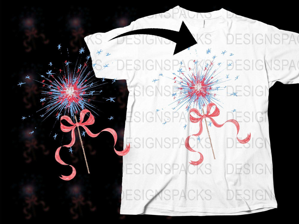 Patriotic Fireworks Sparklers Graphic T-Shirt, Red and Blue Celebration Tee, Unisex Summer Festival Clothing