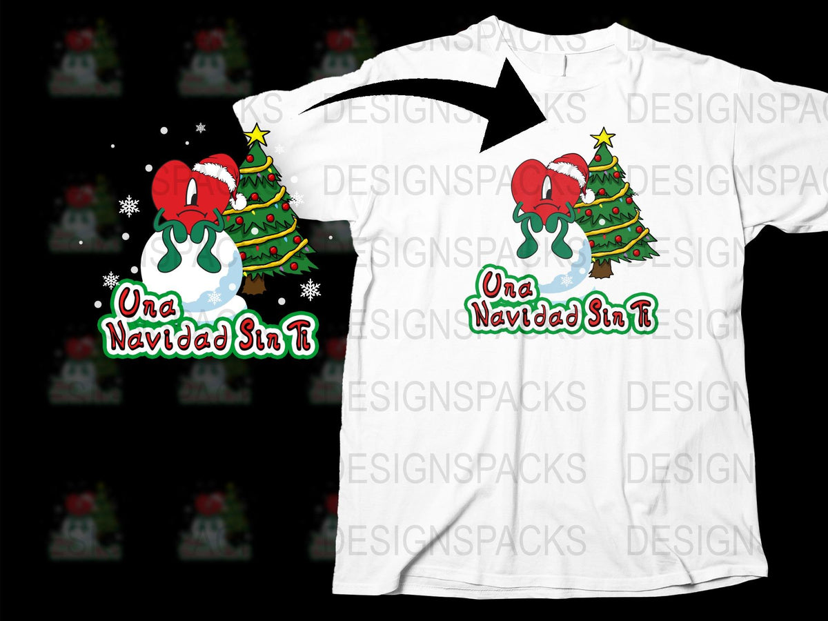 Festive Christmas T-Shirt, Una Navidad Sin Ti Design, Holiday Graphic Tee, Unique Seasonal Apparel for Christmas Celebrations
