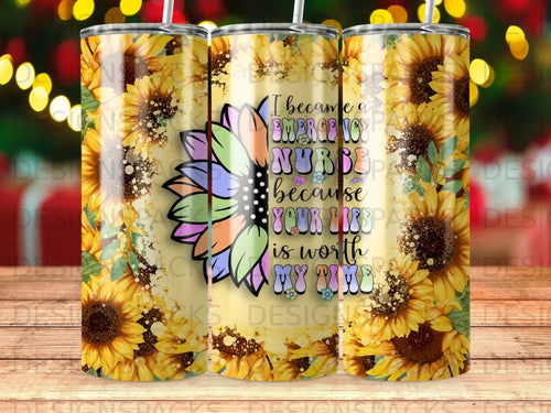 Sunflower tumbler with text 