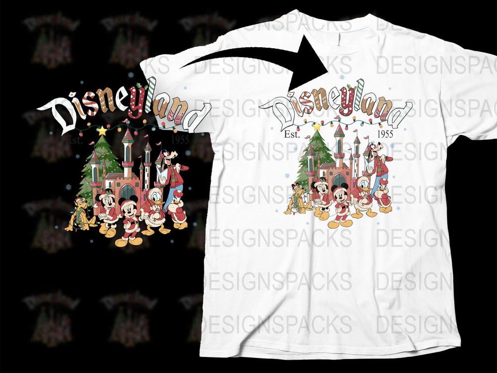 Disneyland 1955 Vintage T-Shirt, Classic Cartoon Characters, Unisex Adult Tee, Retro Theme Park Design, Collectible Clothing