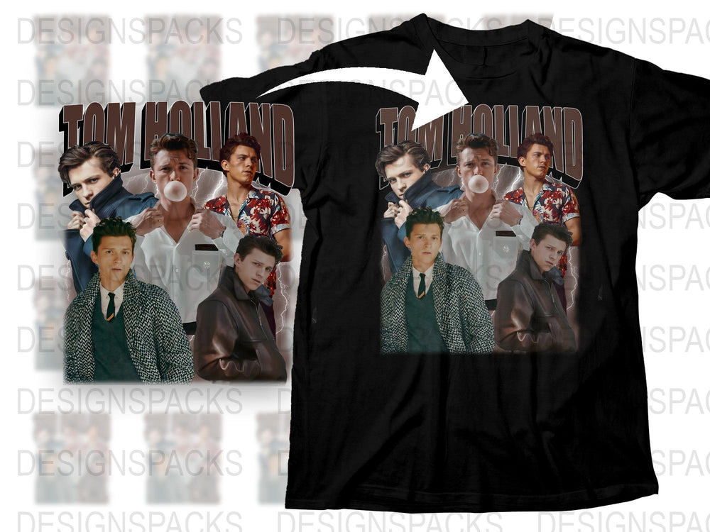 Tom Holland Photo Collage T-Shirt, Unisex Movie Star Graphic Tee, Fan Gift Idea, Casual Fashion Top