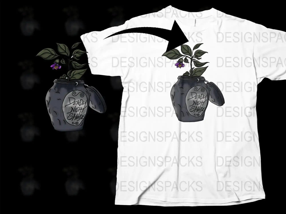 Gothic Potion Jar T-Shirt, Witchy Herbal Design, Spooky Night Shop Graphic Tee, Unisex Fashion