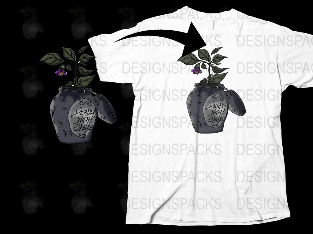 Gothic Potion Jar T-Shirt, Witchy Herbal Design, Spooky Night Shop Graphic Tee, Unisex Fashion