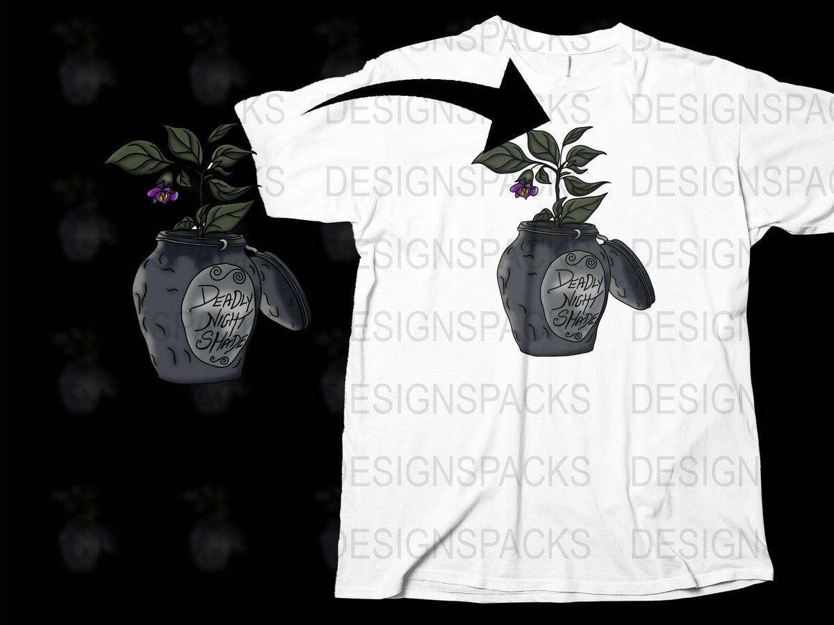 Gothic Potion Jar T-Shirt, Witchy Herbal Design, Spooky Night Shop Graphic Tee, Unisex Fashion