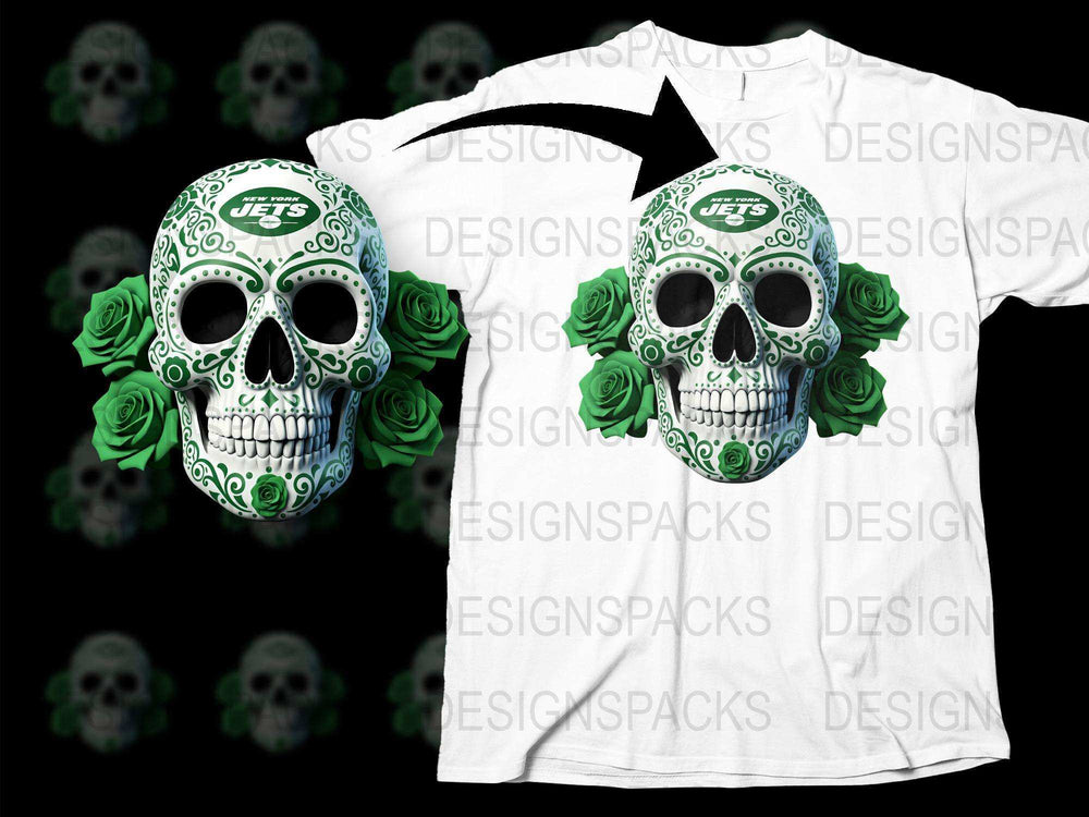 Gothic Skull and Roses T-Shirt, Jets Graphic Tee, Floral Skull Design, Trendy Unisex Streetwear Shirt