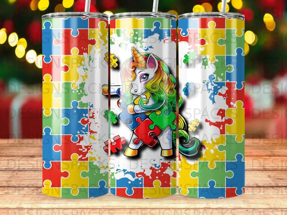 Rainbow Unicorn Colorful Puzzle Piece Splatter Design product type
