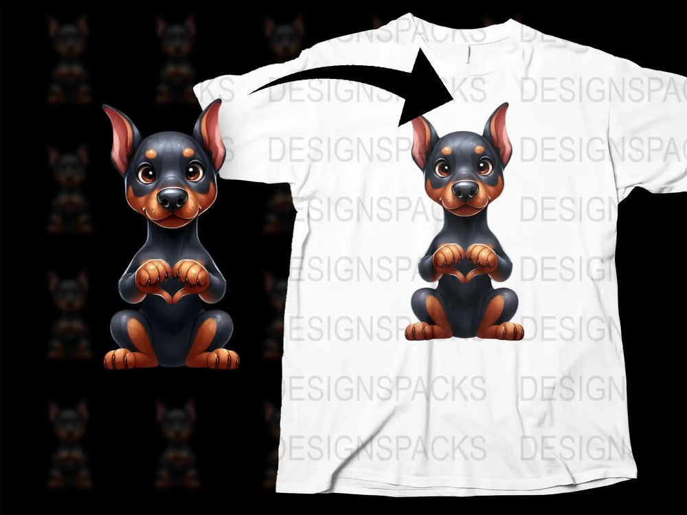 Cute Cartoon Doberman Puppy T-Shirt, Colorful Graphic Tee, Unisex Dog Lover Shirt, Gift for Pet Owners, Animal Print Top
