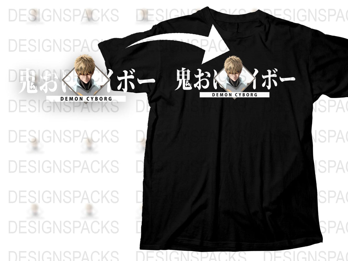 Anime Inspired Black T-Shirt, Demon Cyborg Graphic Tee, Casual Unisex Apparel