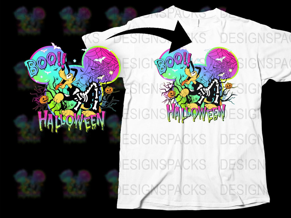 Colorful Halloween Boo Witch Graphic T-Shirt, Spooky Night Casual Wear, Unisex Halloween Tee
