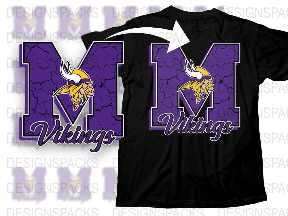 Viking Team Spirit T-Shirt, Purple Sports Fan Apparel, Custom Graphic School Mascot Tee, Unisex Casual Wear