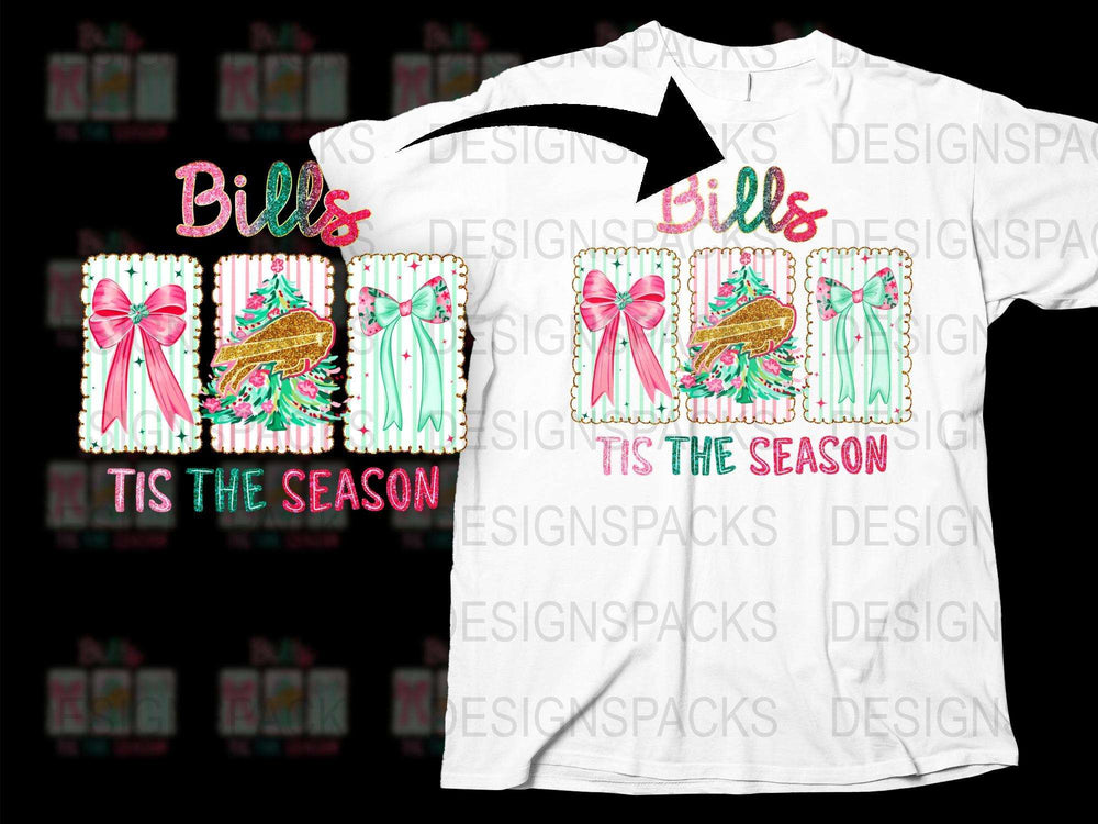 Buffalo Bills Tis The Season Holiday T-Shirt, Festive Christmas Tee, Football Sports Fan Apparel, Gift for Bills Fans