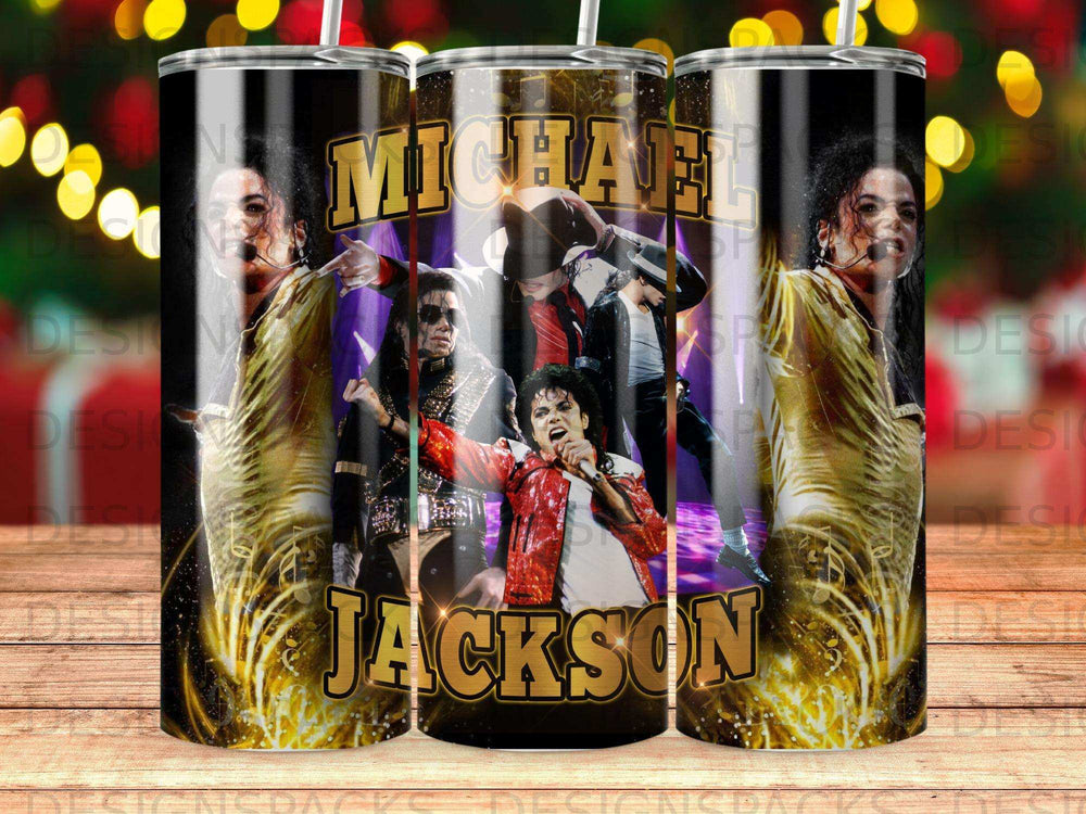 Michael Jackson performing in a red jacket, with gold accents.