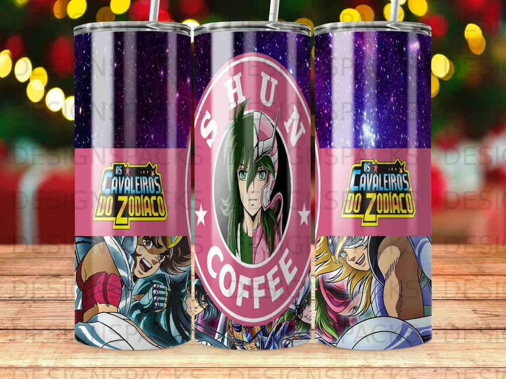 Tumbler featuring Saint Seiya characters and "Coffee" text.