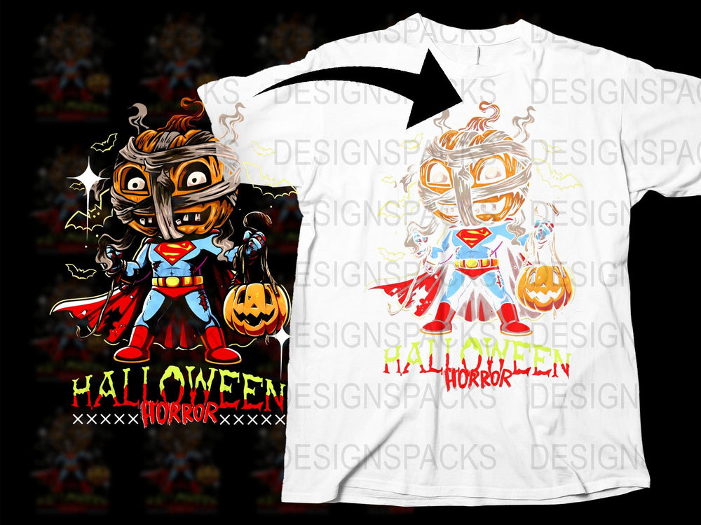 Halloween Horror Superhero T-Shirt, Kids Spooky Costume Tee, Comic Character, Trick or Treat Event, Festive Clothing