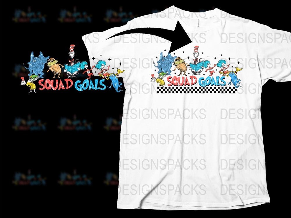 Squad Goals T-Shirt, Funny Cartoon Rooster and Friends, Colorful Graphic Tee, Unisex Casual Shirt