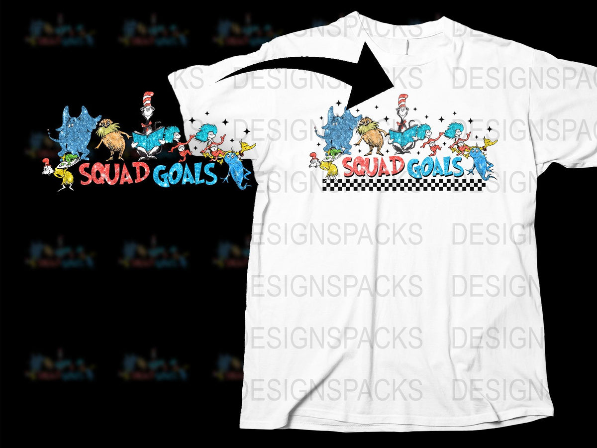 Squad Goals T-Shirt, Funny Cartoon Rooster and Friends, Colorful Graphic Tee, Unisex Casual Shirt